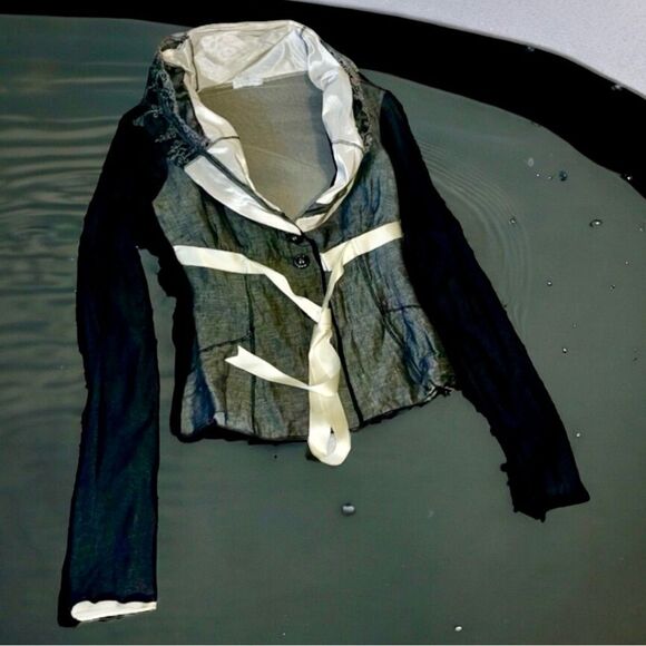 Kosmika Made in Italy Goth Steampunk Ruffle Collar Mesh Blazer Jacket S - Picture 13 of 16